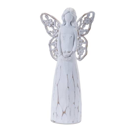 White & Beige Butterfly Wing Angel Figurine Set
